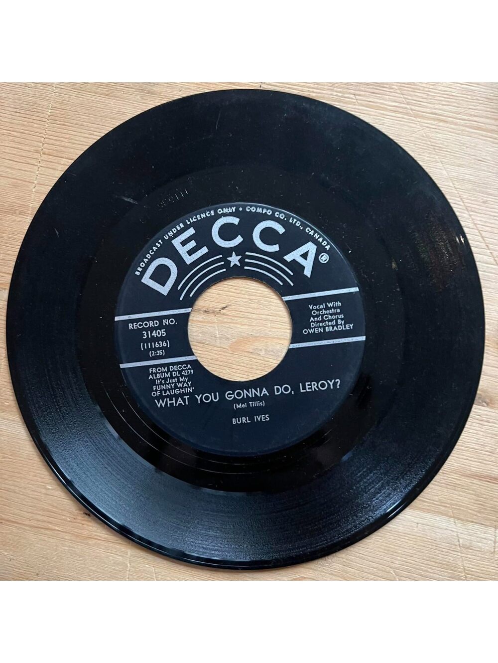 Burl Ives - What you gonna Do, Leroy?/Call me Mr. In-Between 45rpm VG+ R13